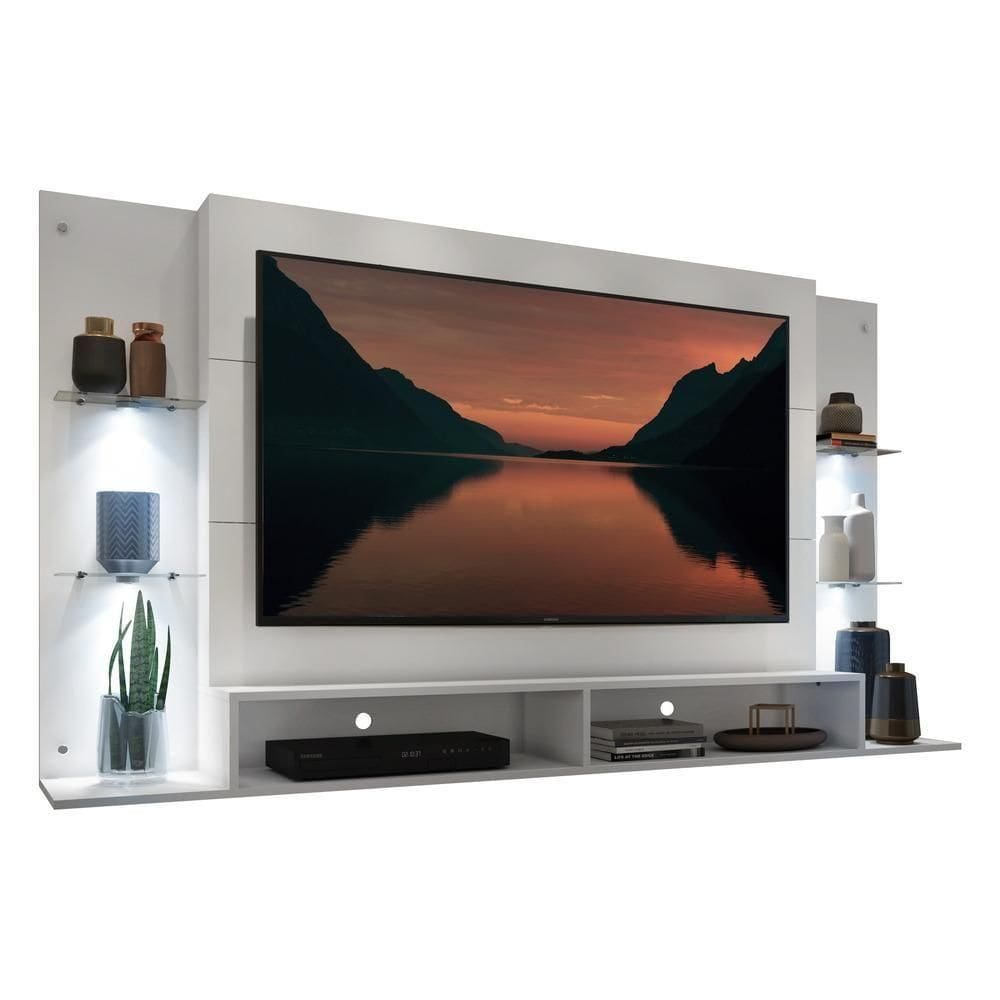 Painel Tv 60” Com 4 Leds Vegas Multimóveis V3396 Branco Branco