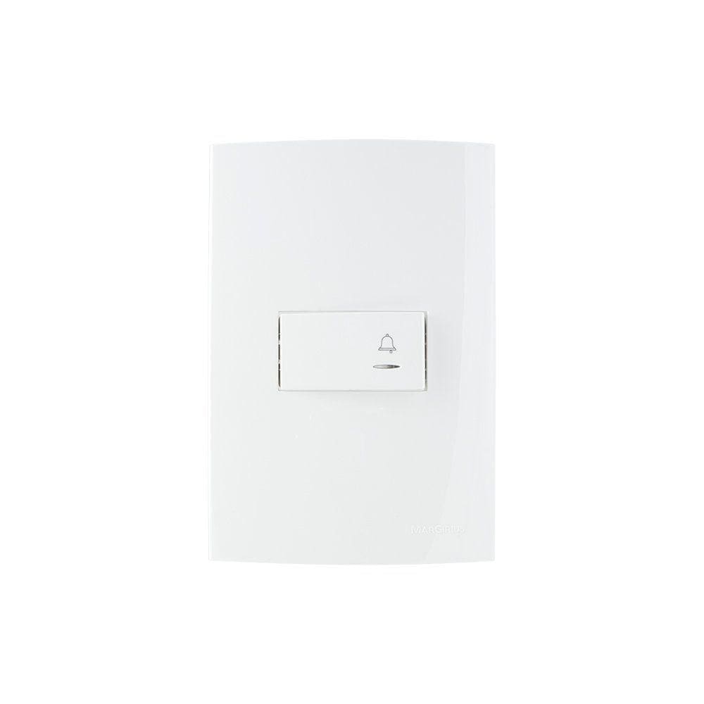 Interruptor Pulsador Para Campainha Com Luz Margirius Sleek 10a Com Placa 4x2 Branco
