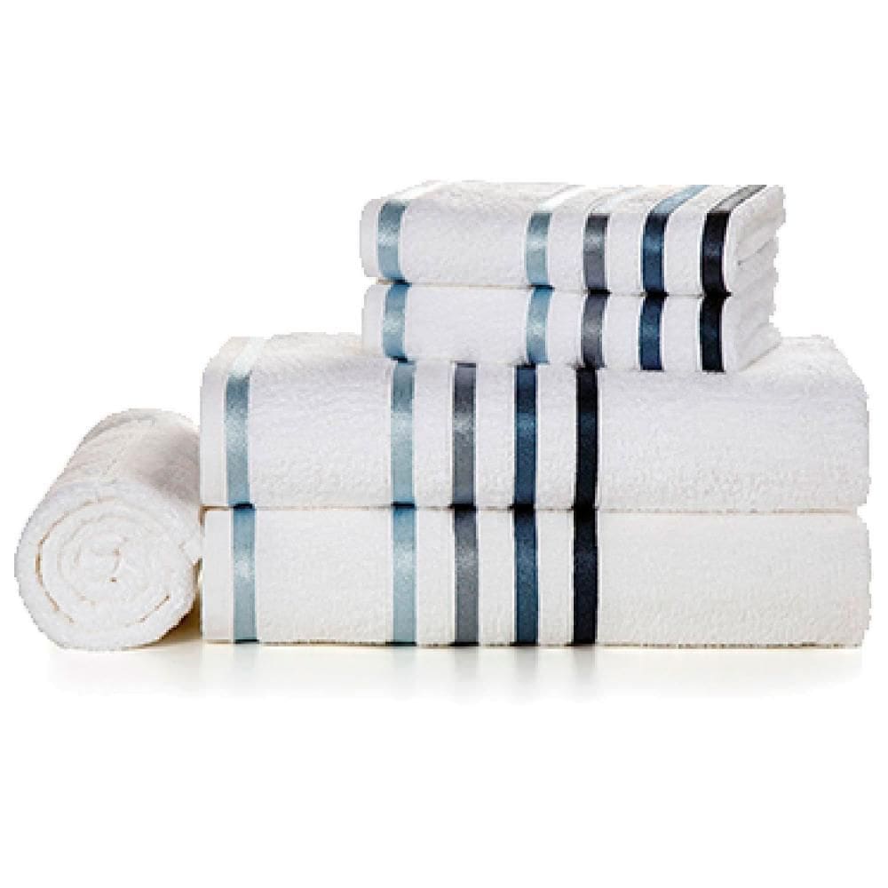 Jogo de Toalhas de Banho Gigante com 05 Peças Lumina Branco e Azul - Karsten