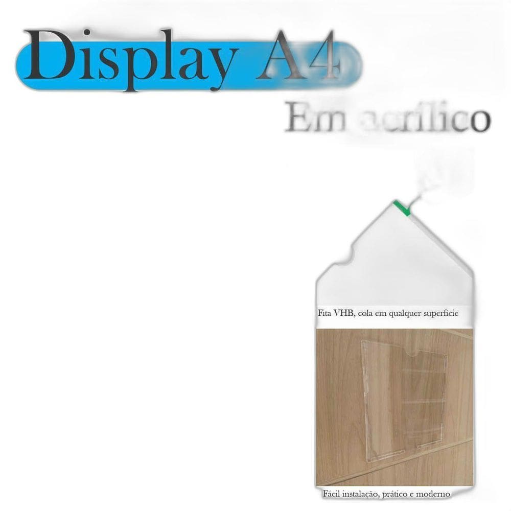 5 Display Parede Quadro Avisos Porta Folhas A4 Acrílico Hori