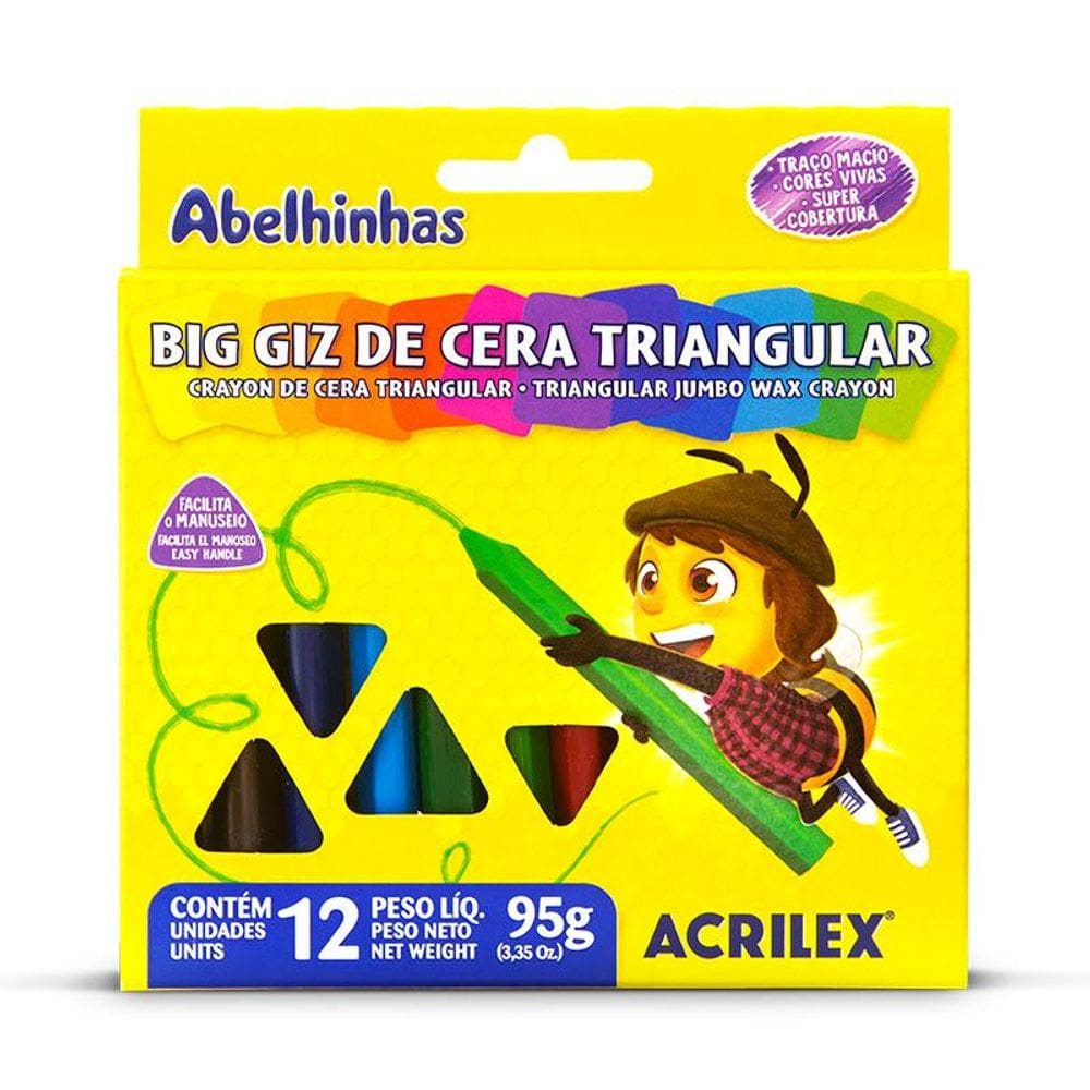 Gizão de cera triangular 12 cores Acrilex