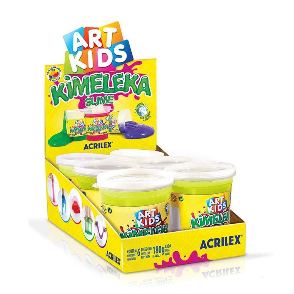Kimeleka Slime Art Kids 180g - Amarelo Limão 504 - 6 Unidades - Acrilex