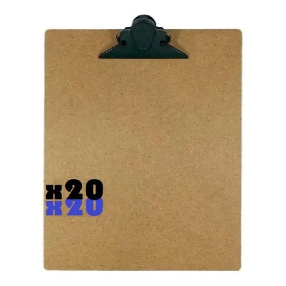 20 Prancheta Mdf Madeira Oficio A4 Portátil Garra Plast 5031