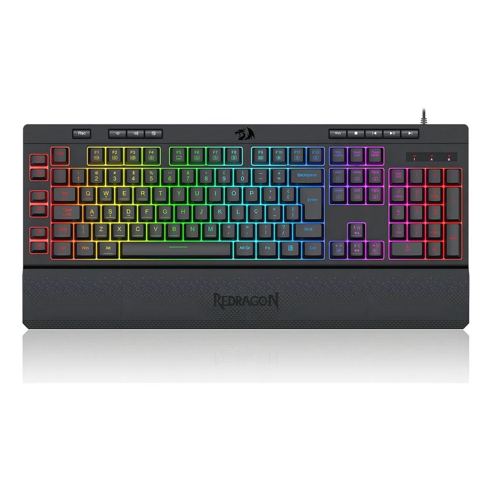 Teclado Gamer Membrana Redragon Shiva V2 RGB Preto Com Fio