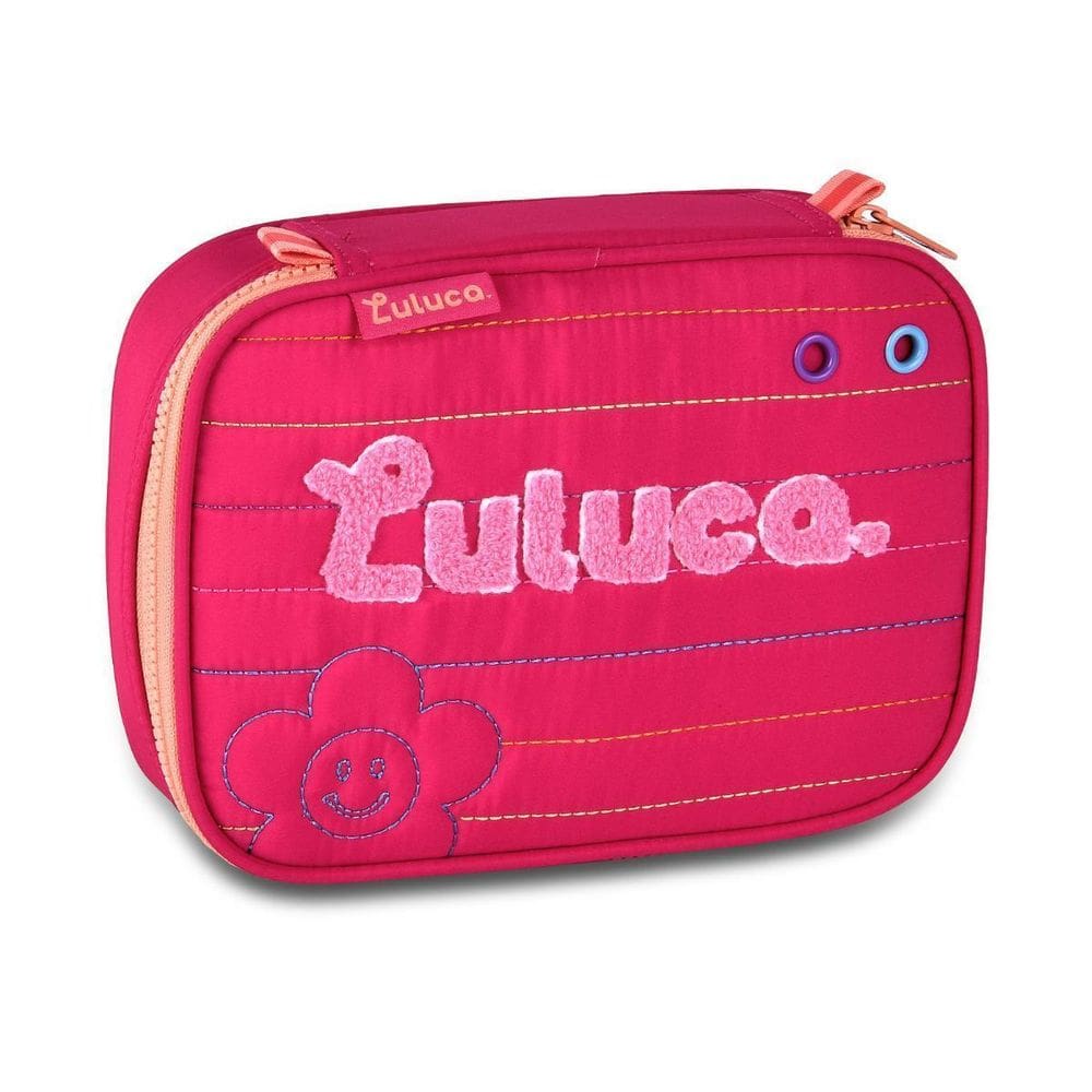 Estojo Box Luluca 36 Elásticos Juvenil Meninas Escolar -Rosa