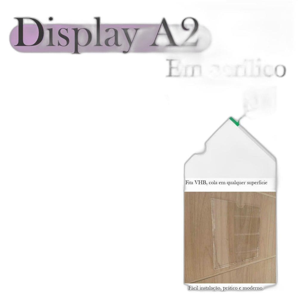 5 Display Parede Quadro Avisos Porta Folha A2 Acrílico Horiz