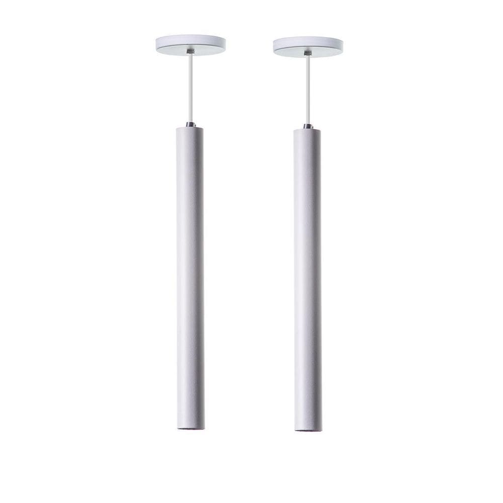 Kit 2 Pendentes Tubo Cilindro Alumínio 30Cm Branco