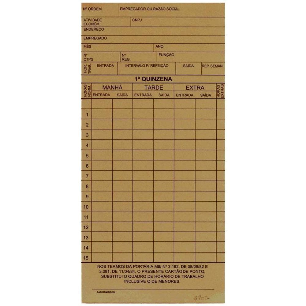 Cartão de ponto palha com 100 unidades São Domingos
