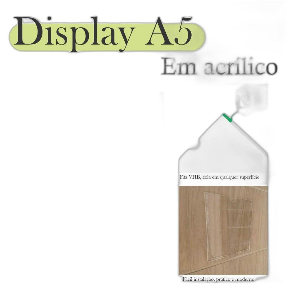 2 Display Parede Quadro Avisos Porta Folha A5 Acrílico Horiz