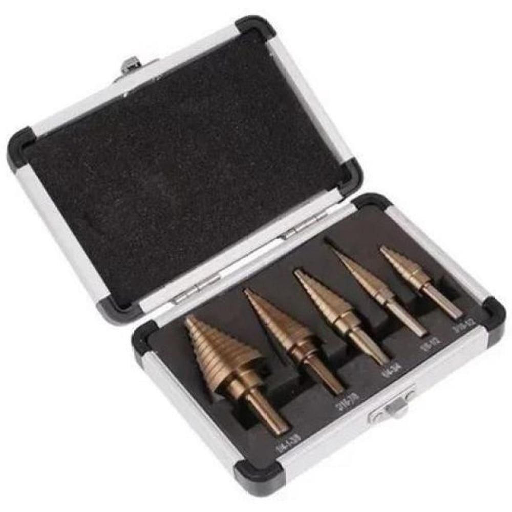 Kit 5 Brocas Escalonada Profissional Titânium Hss Aço