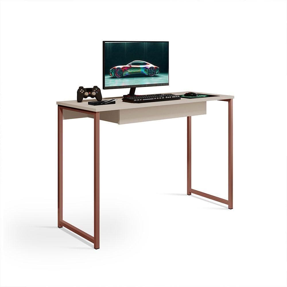 Escrivaninha Com Gaveta Megane 110 X 45 Klm Store Cobre Com Off White