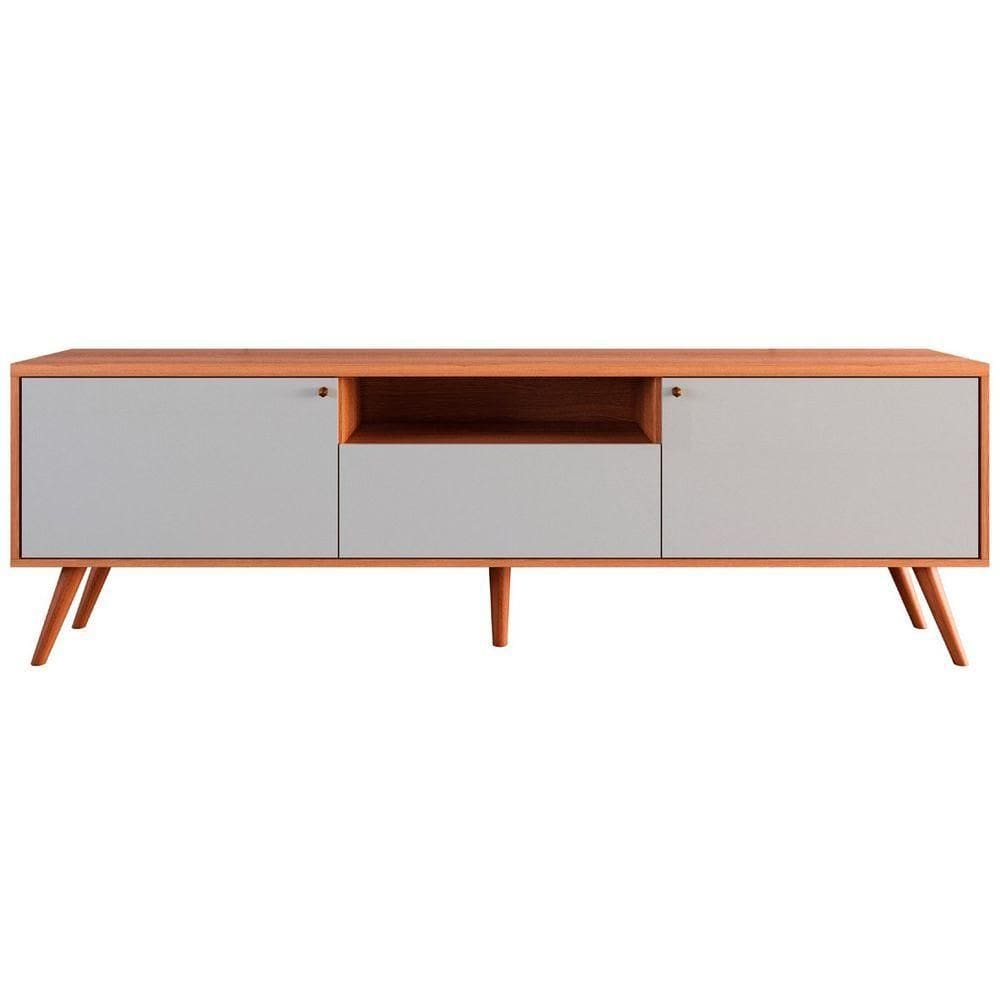 Rack Bancada Para Tv De Até 70 1 Porta 2 Gavetas Rivire 1.8 Jequitiba/off White