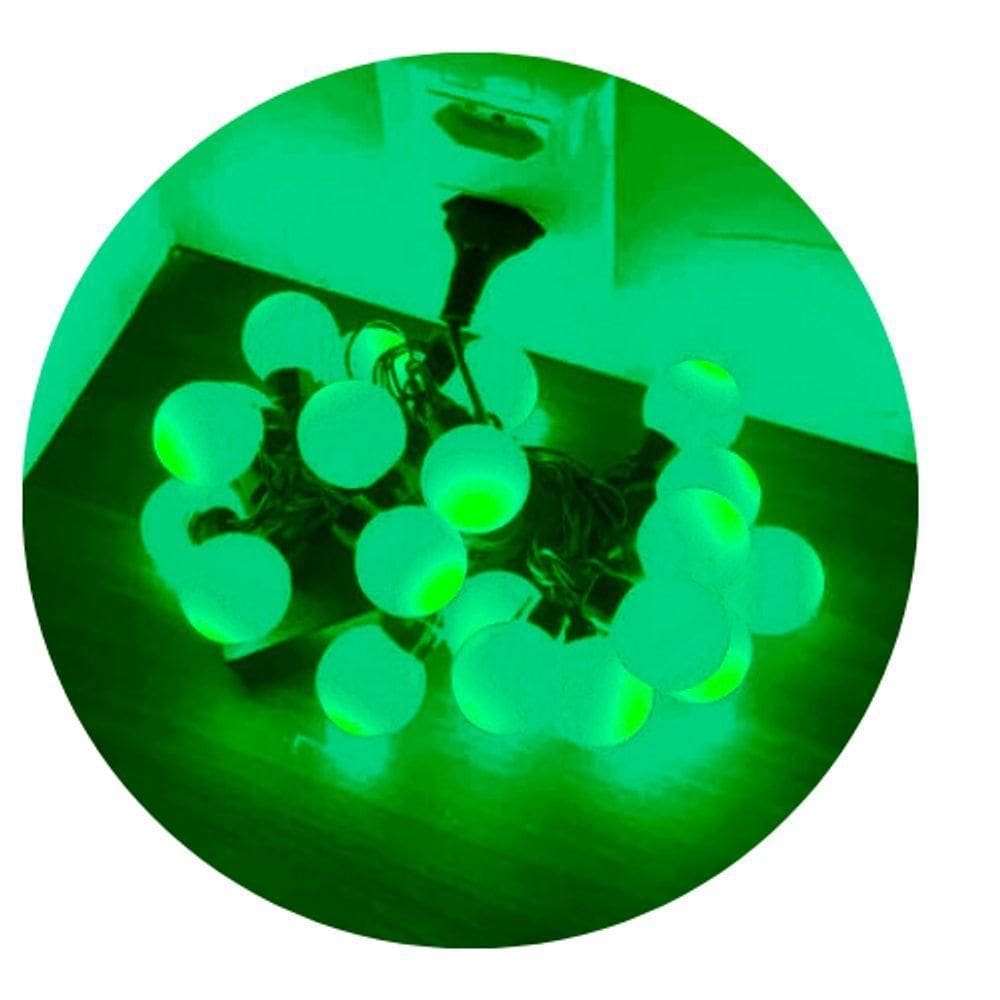 Cordão De Lâmpadas De Led Pisca Formato Bolinha 4 Metros 8 Funções Natal Tomada Verde
