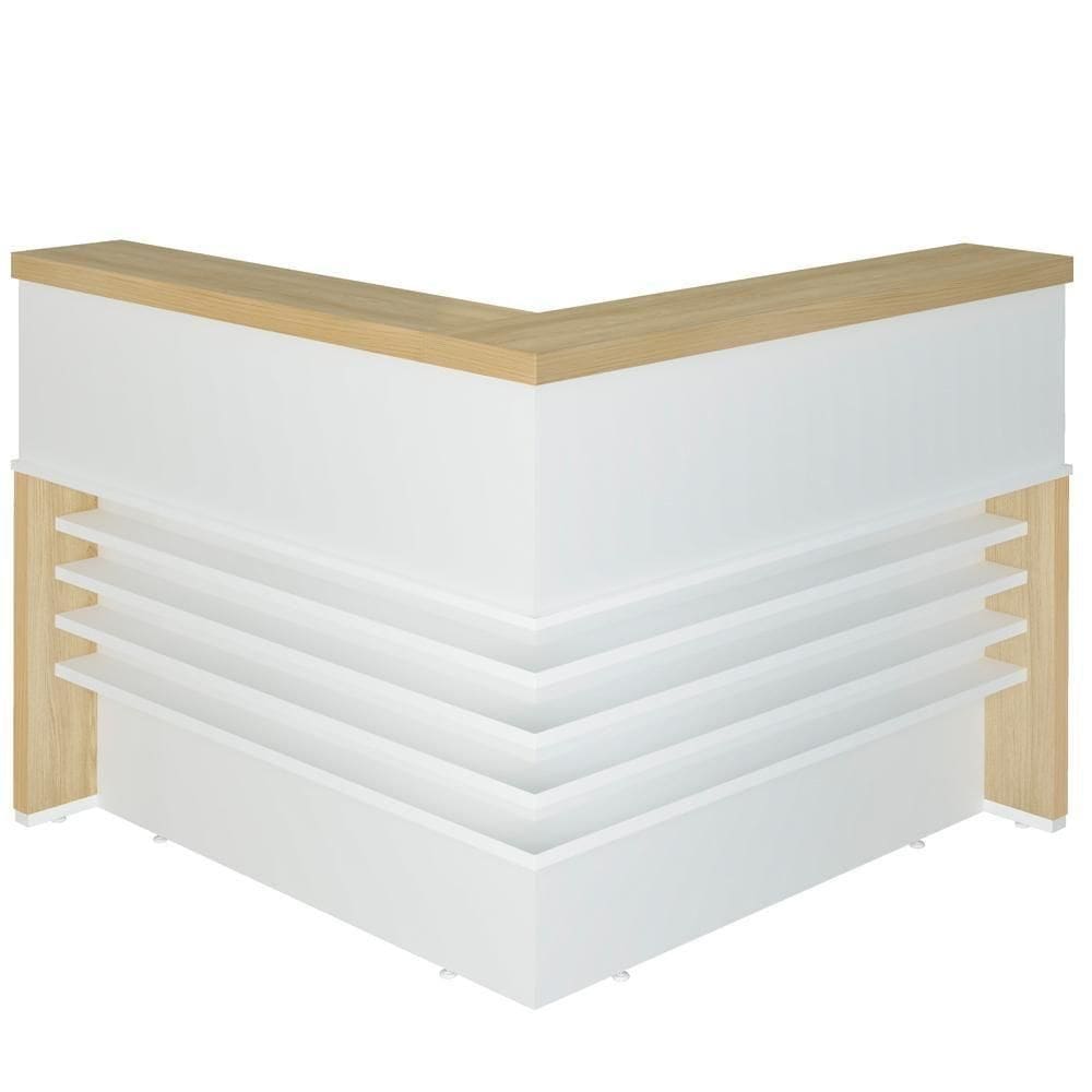 Balcão Para Recepção Escritório Office Atria Executiva 147X147Cm A02 Carvalho Branco