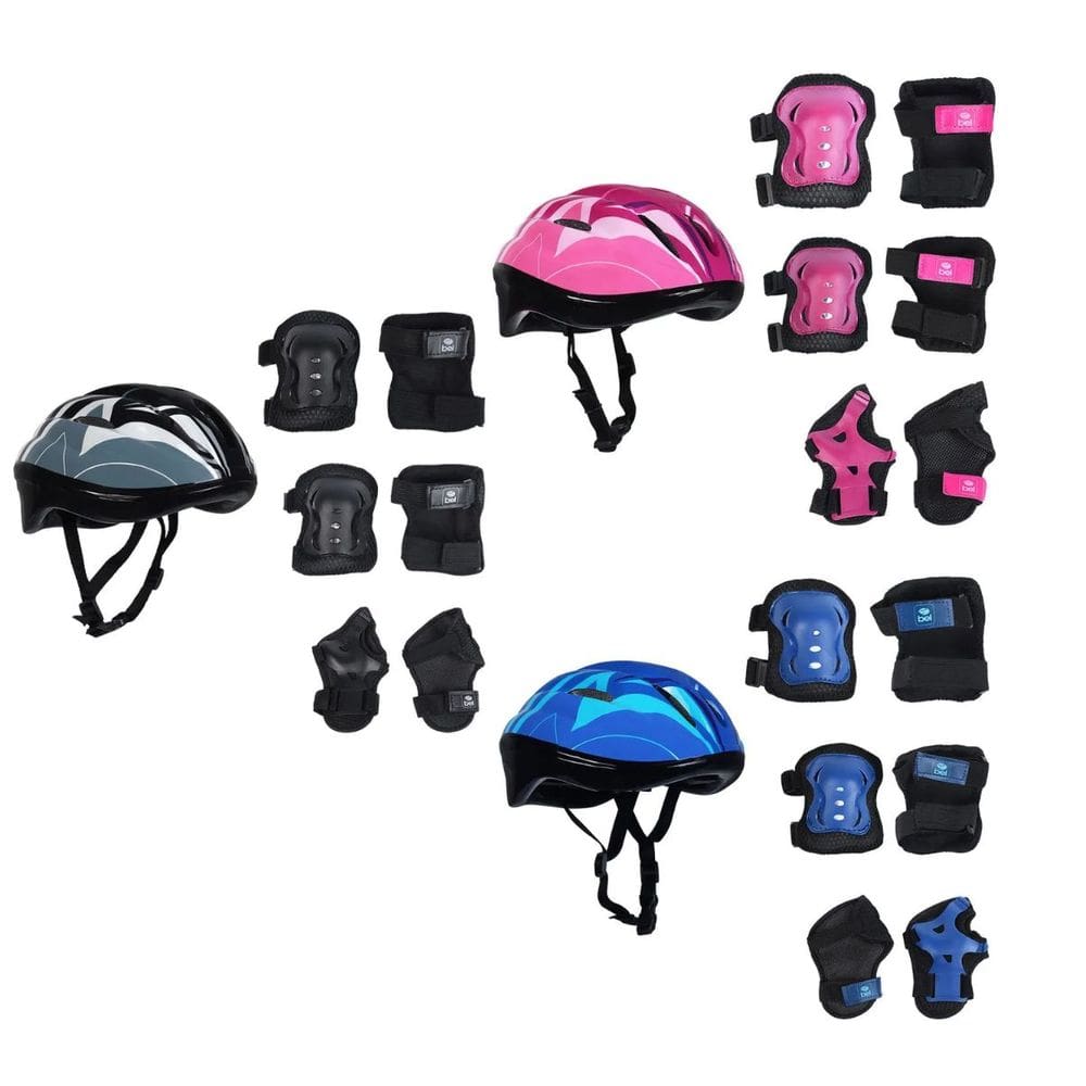 Kit de Proteção P Infantil Completo Capacete Joelheira Cotoveleira Protetor de Punho Ajustável Esportivo Bel