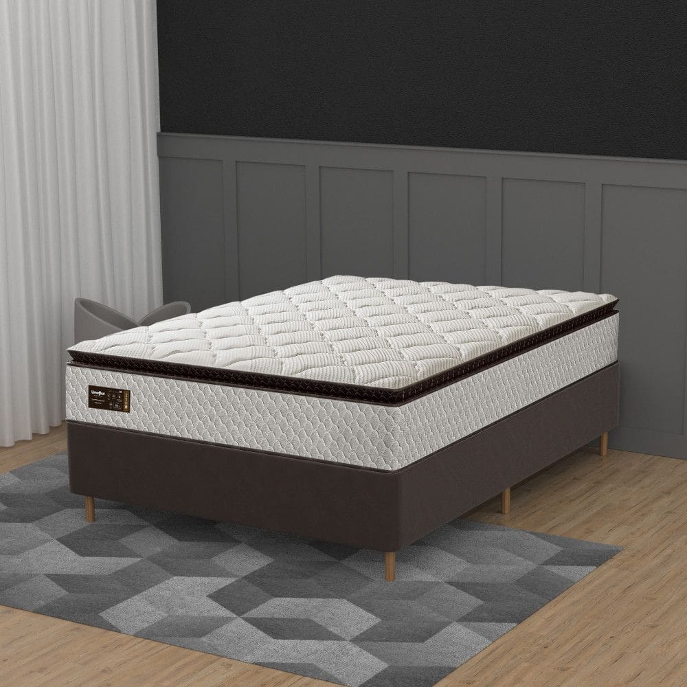 Cama Box Casal 138cm Pillow Top Molas Ensacadas Majestic Umaflex Base 2 CEN
