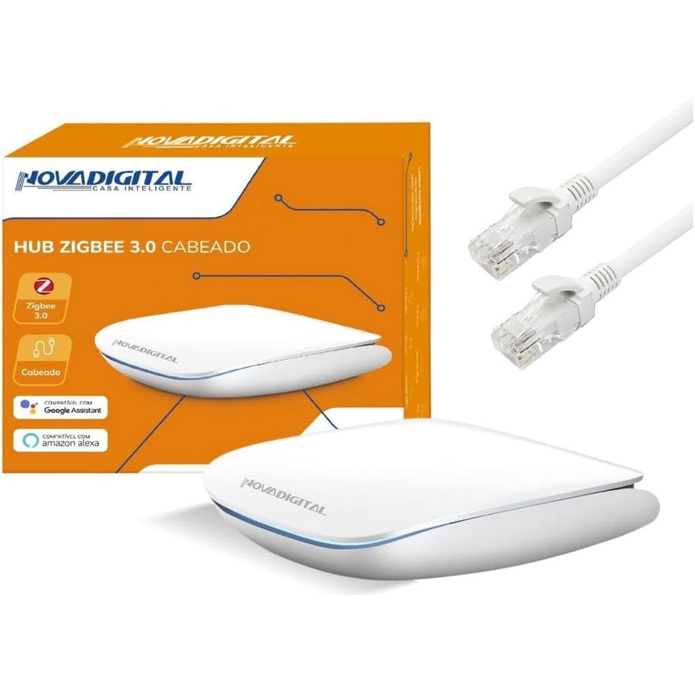 Hub Zigbe 3.0 Cabeado Rj45 Wi-fi Smart Life Alexa e Google Assistente Zigbee Novadigital Branco