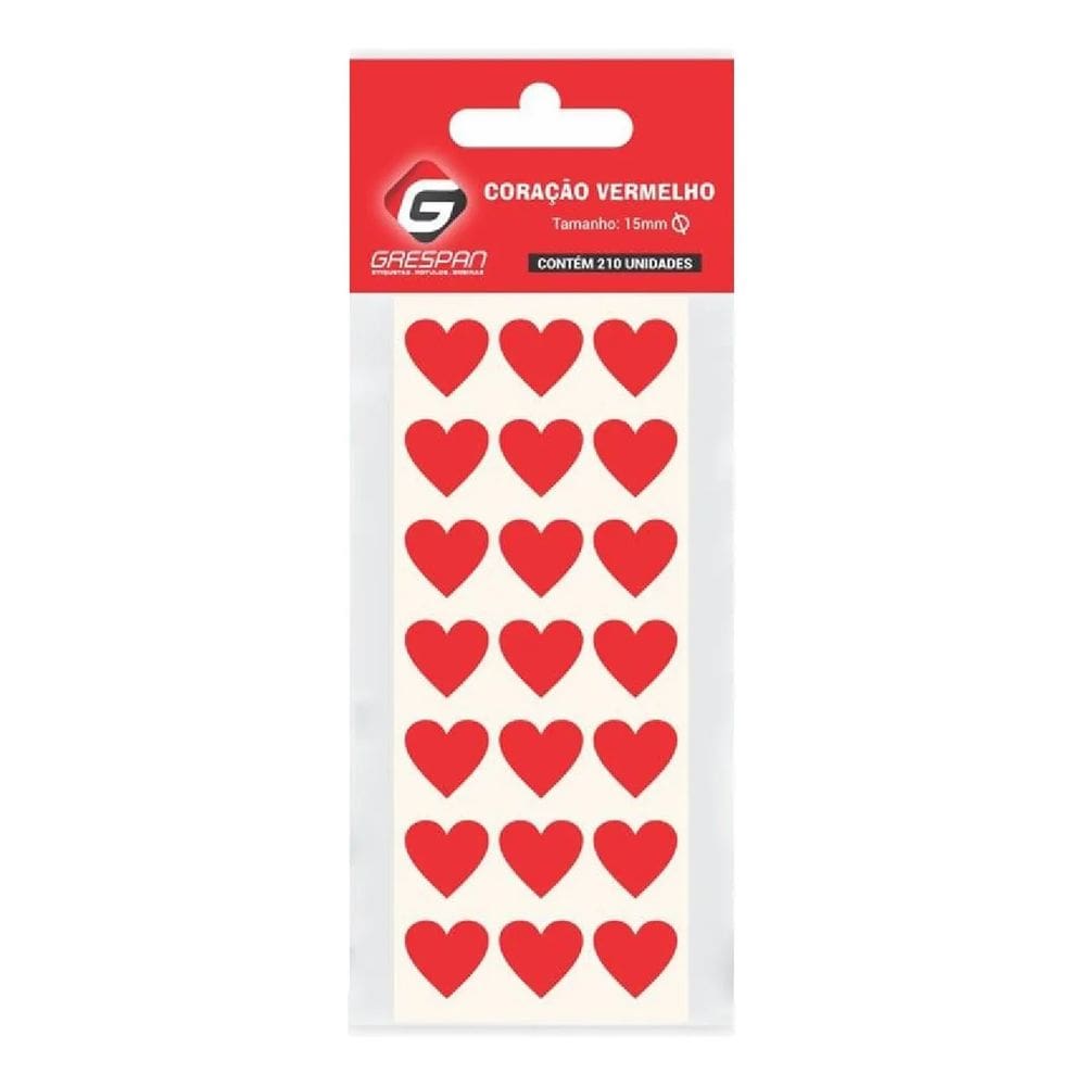 Etiqueta Lisa Com Formas Coração Vermelho 210 Etiquetas