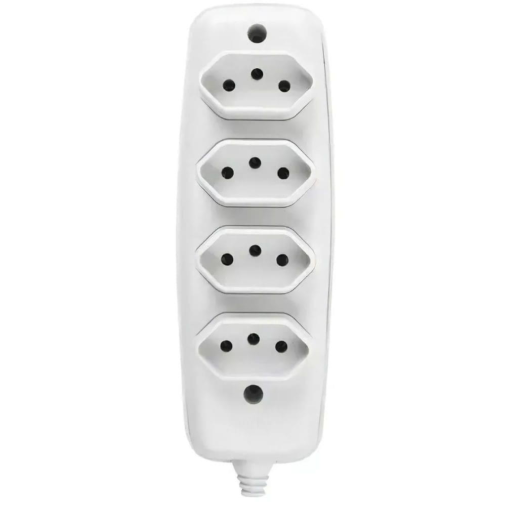 Tomada em Barra Quadrupula 2P 10A 250 Volts Branca - 26340 ILUMI
