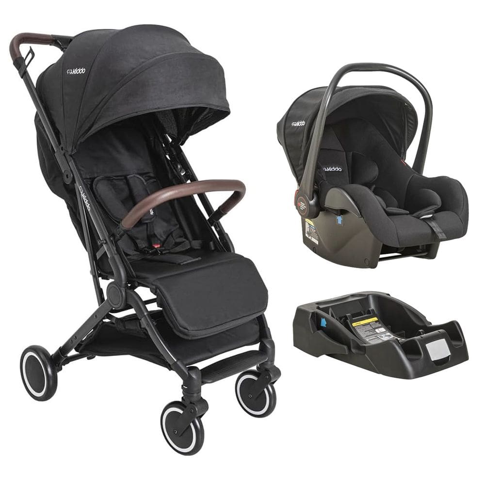 Carrinho de Bebê Kiddo Sprint 3 em 1 Berço Passeio com Bebê Conforto Casulo Click Travel System TRIO Viagem 0 a 15 Kg Preto com Base para Carro