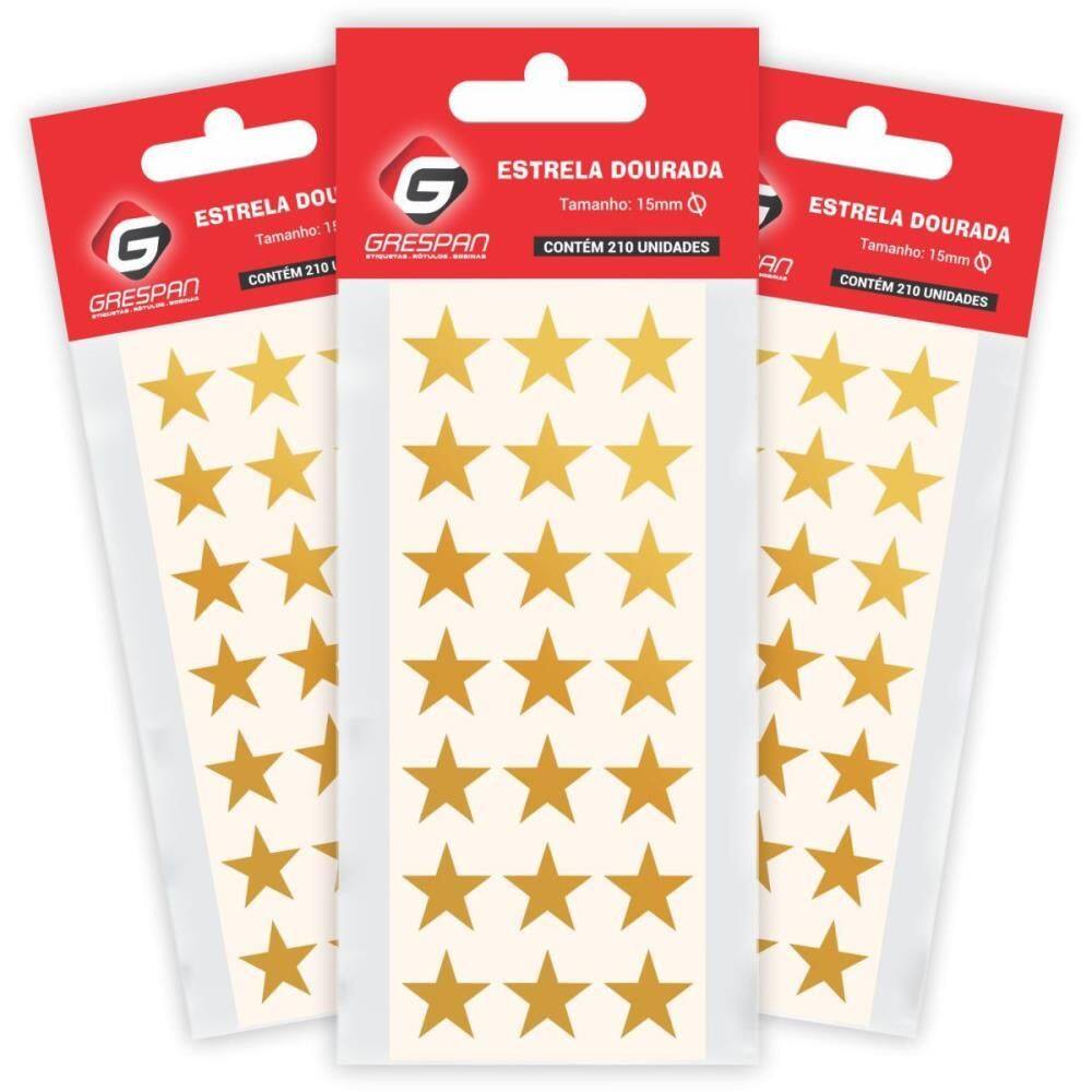 Etiqueta Lisa Com Formas Estrelinha Ouro C/210 Etiquetas