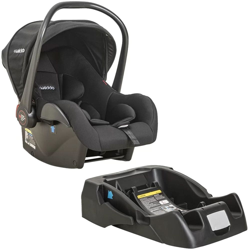 Bebê Conforto Kiddo Casulo Click 0 a 13kg Preto e Base para Carro Dispositivo de Retenção Veicular para Carrinho Sprint, Zig Zag, Nomad