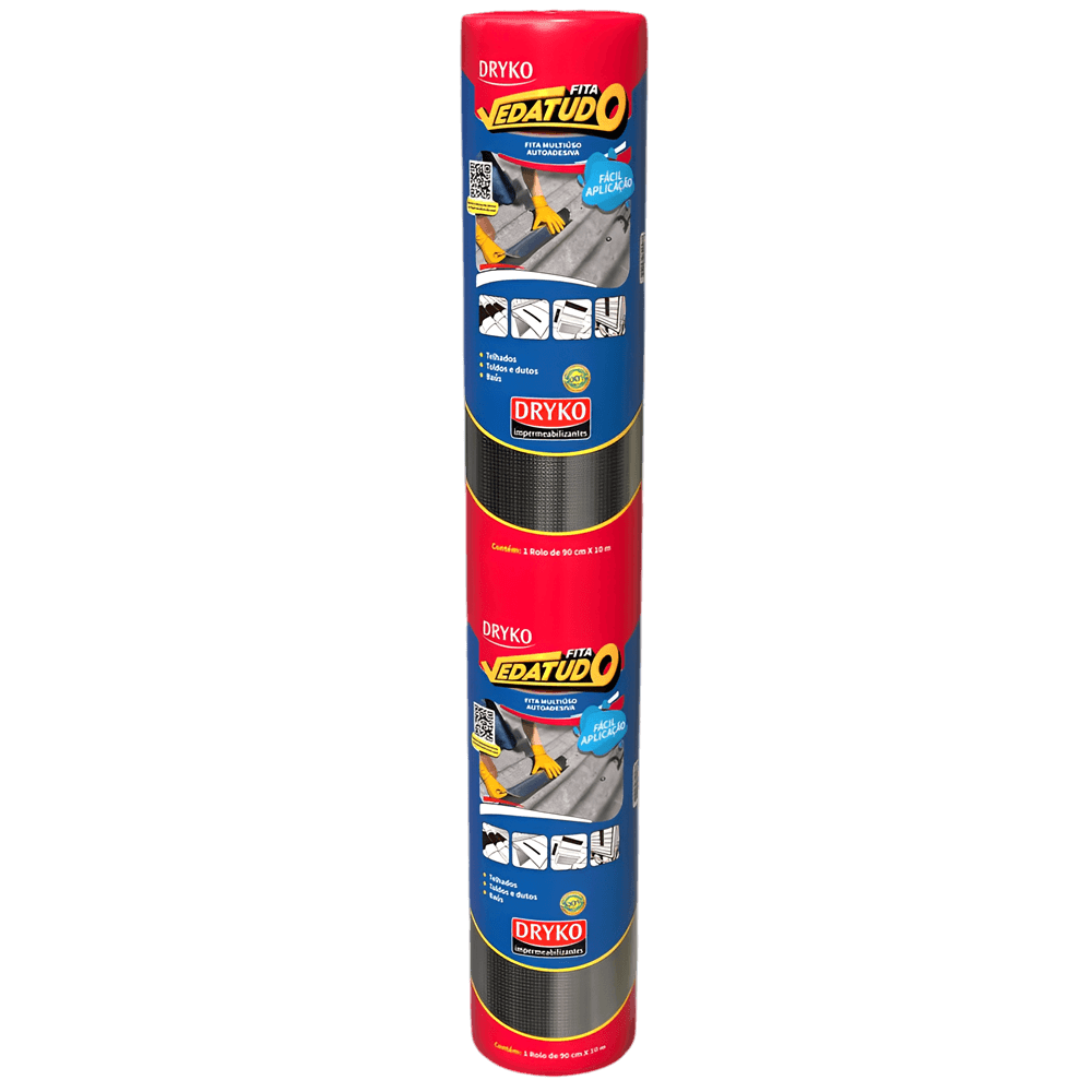 Fita de Manta Asfáltica AutoAdesiva Aluminizada 90cm x 10 Metros Drykofita - FVD90 - DRYKO