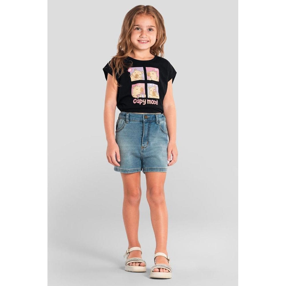 Blusa infantil menina de capivara com glitter Brandili