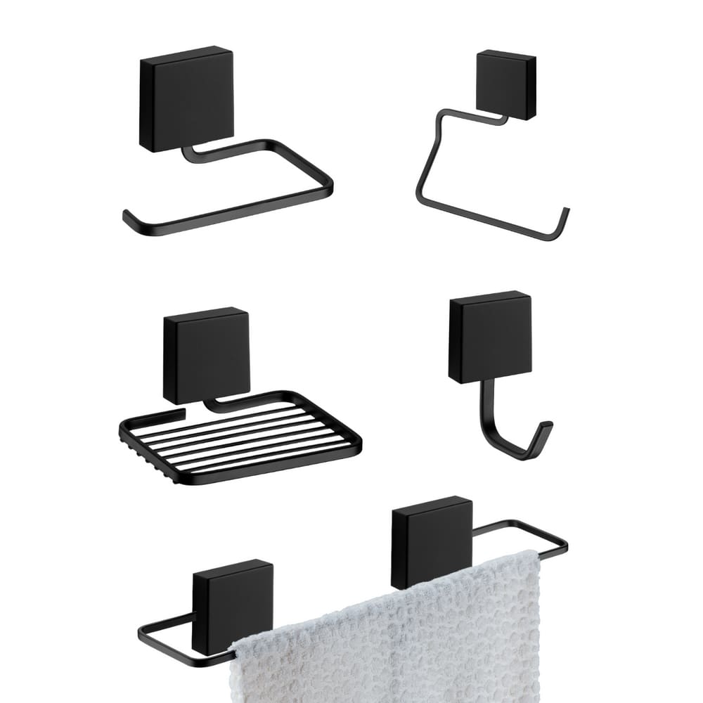Kit Organizador de Banheiro Adesivo Fixare Preto 10071E