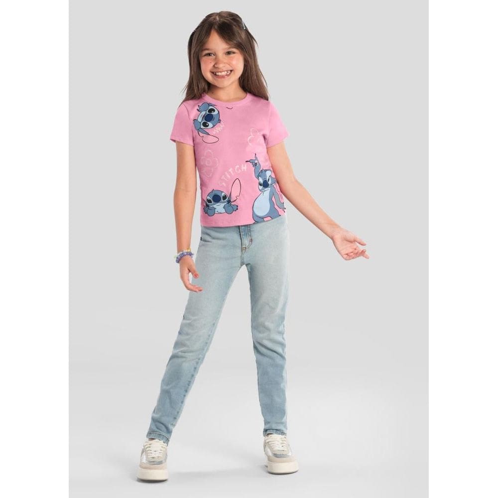 Blusa infantil menina do Stitch com glitter Brandili