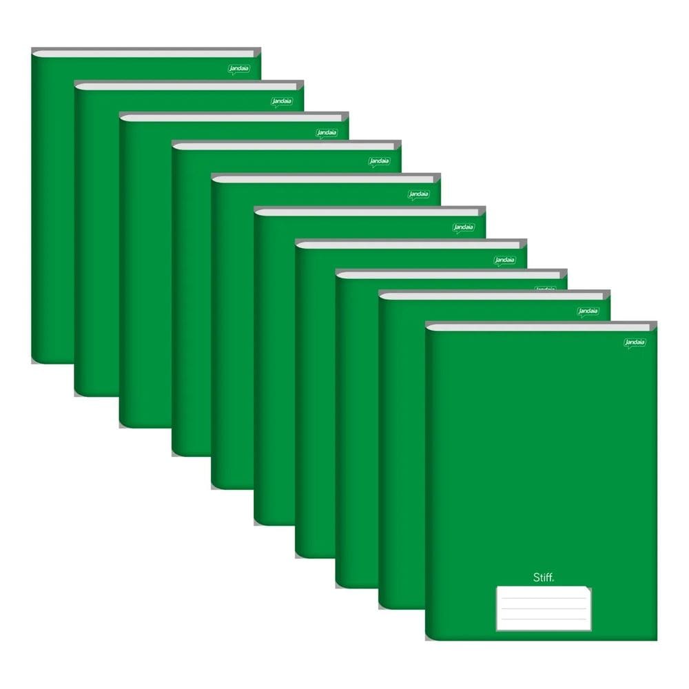 Caderno Brochurão Capa Dura Stiff 48fls Verde 10unid Jandaia