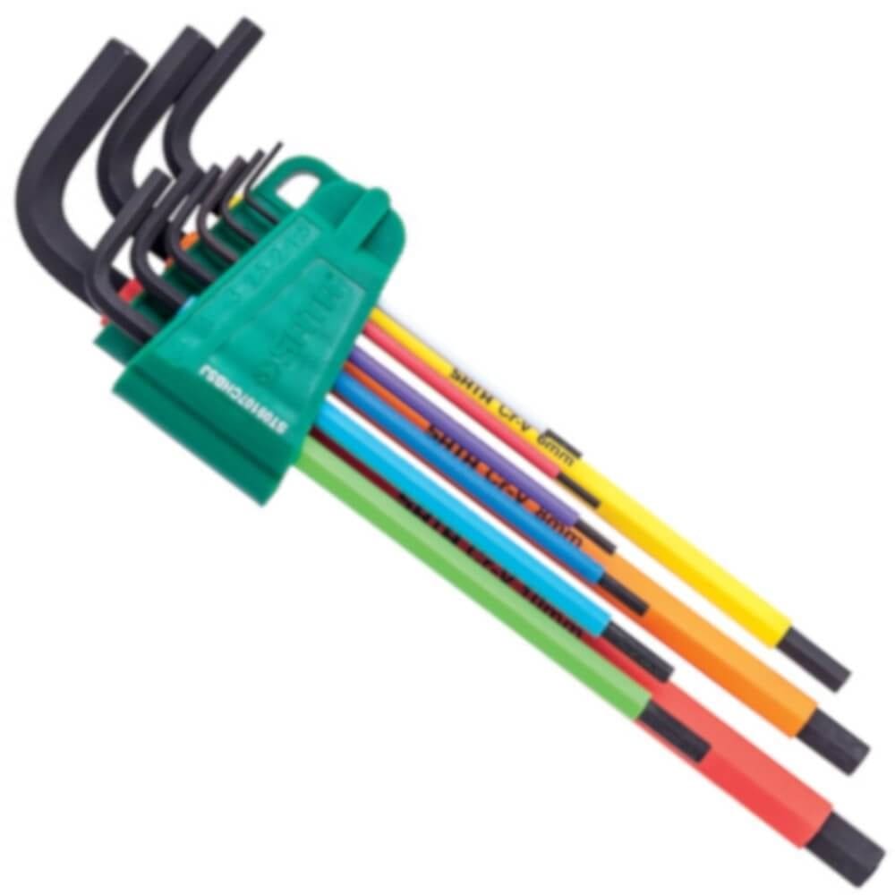 Jogo de Chave Hexagonal Longa Color Hex / Hex 9 Peças - ST09107CHBSJ - SATA