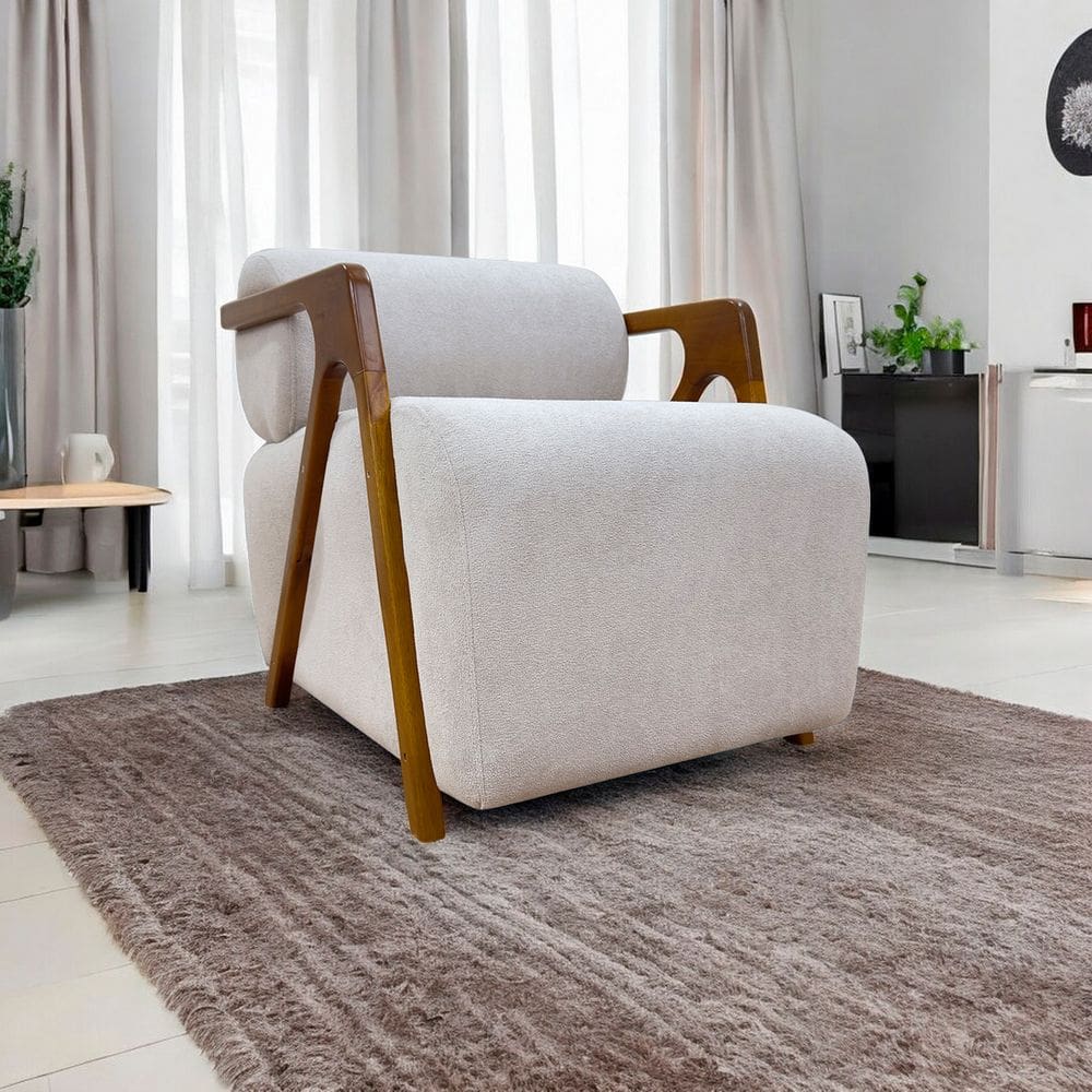 Poltrona Decorativa Luxo Para Sala Recepção Manicure Confortável Chloe Boucle Premium