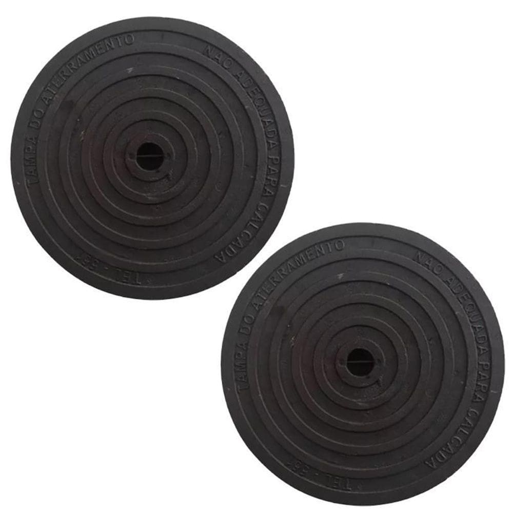 Kit 2 Tampa de Chão Aterramento Liso de Ferro Fundido 30cm