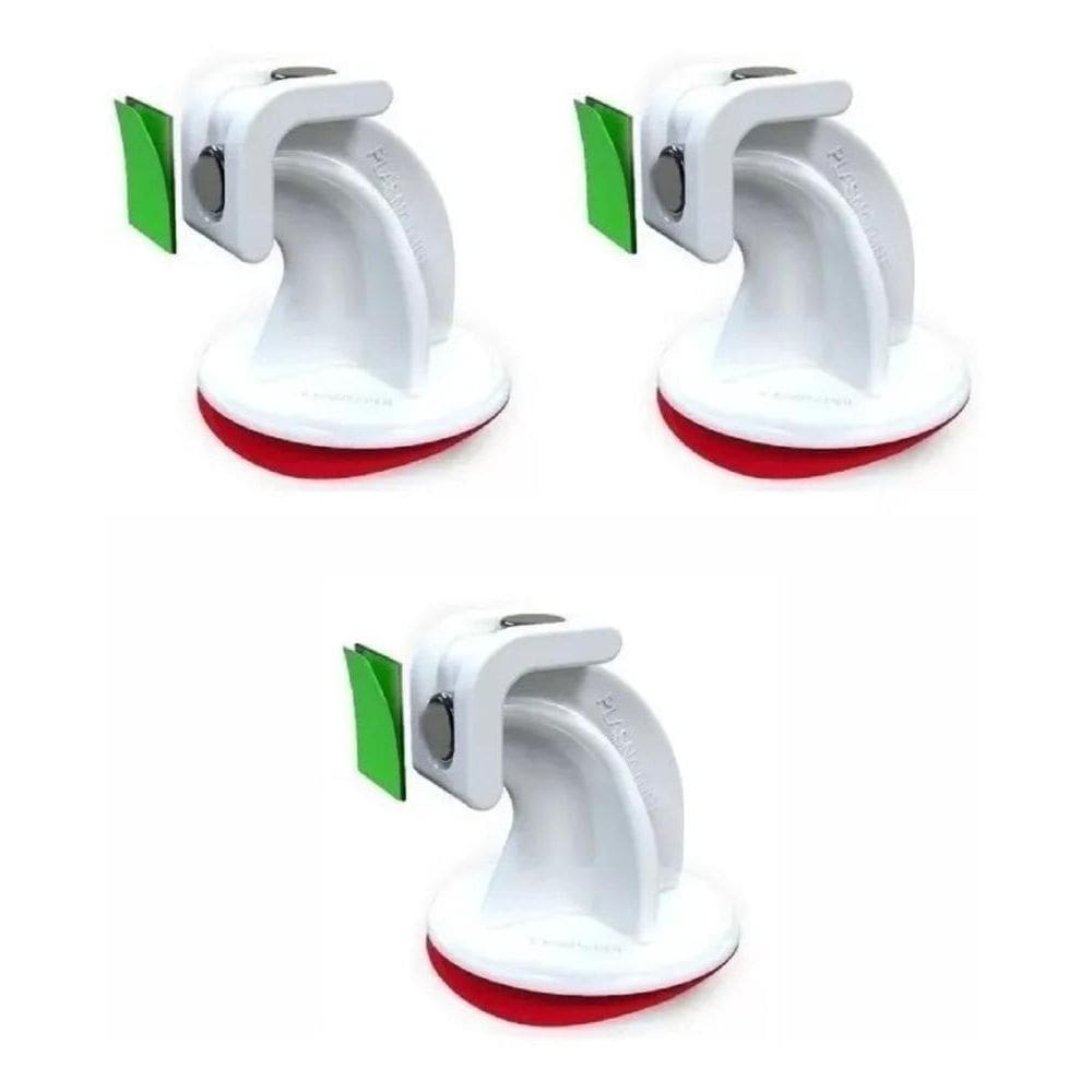 Prendedor Fixador Trava Porta Magnético Adesivo Branco 3Un