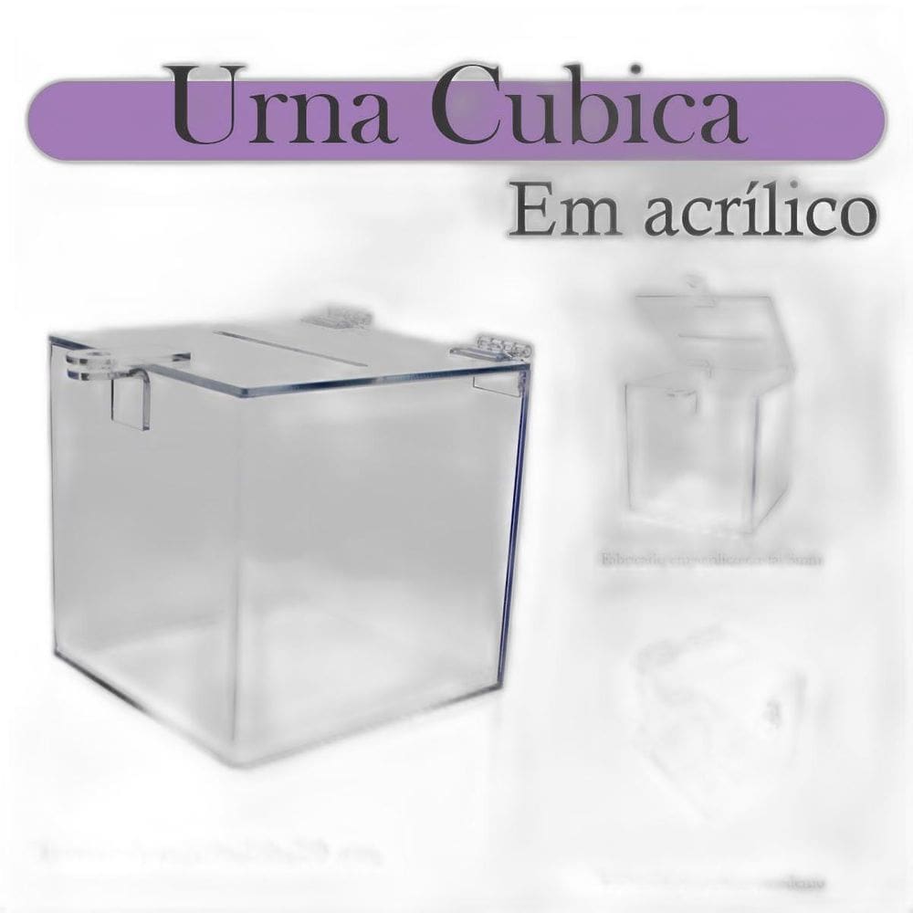 Urna Acrílico Sorteio Caixa Sugestões Cubo 30 Cm X 30 Cm