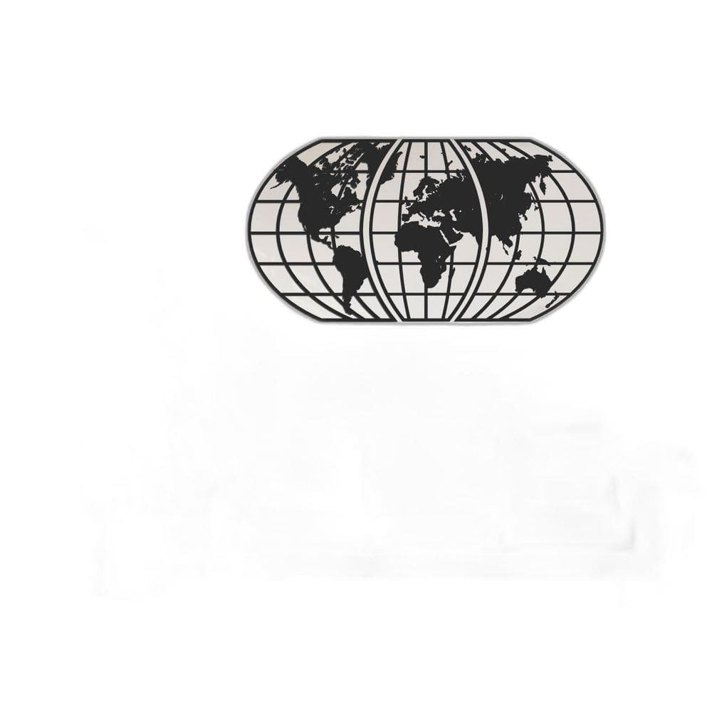 Quadro Decoração Vazado Mapa Mundi World Triplo Preto 100X51