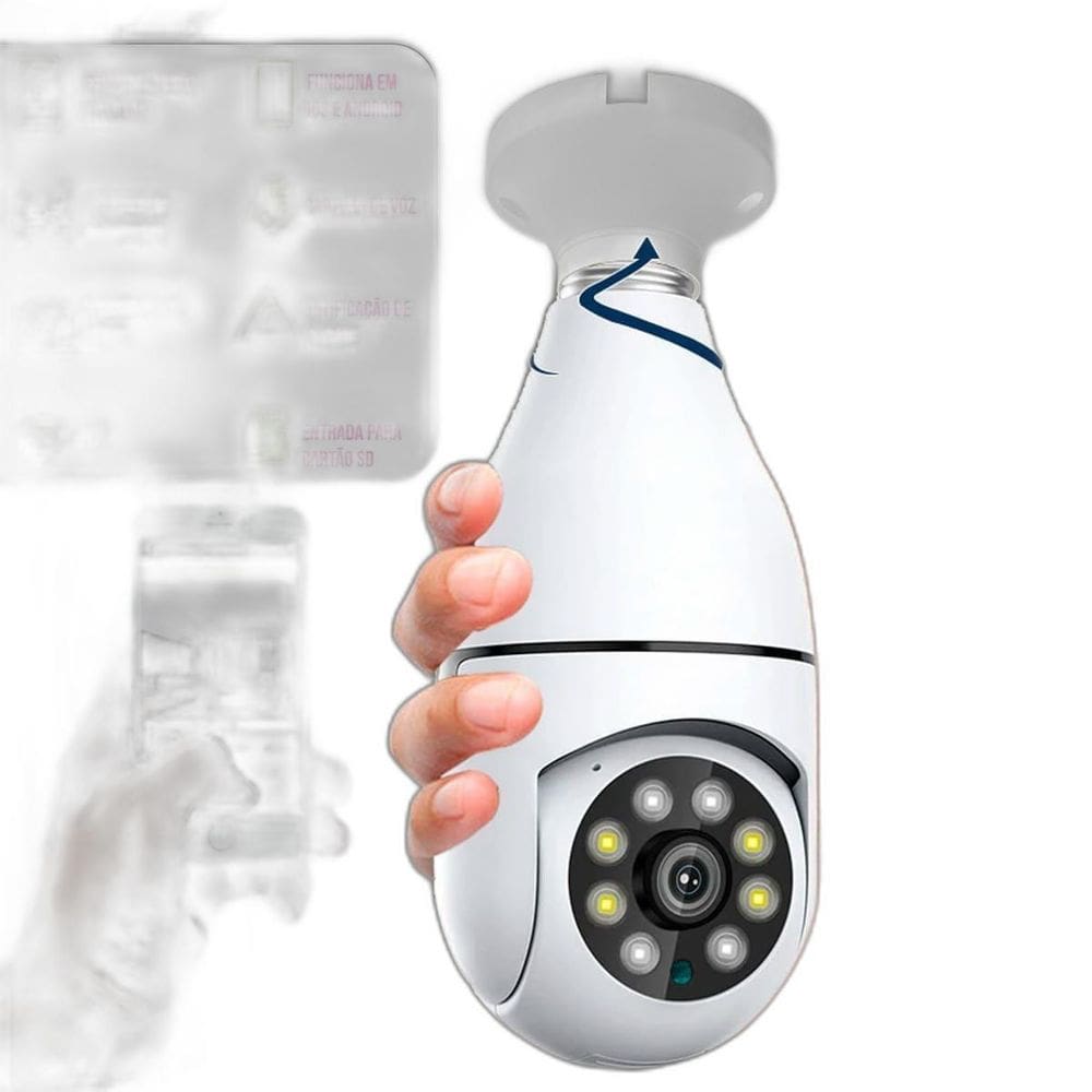 Camera Ip Segurança Noturna Panoramica Wifi Sensor 360