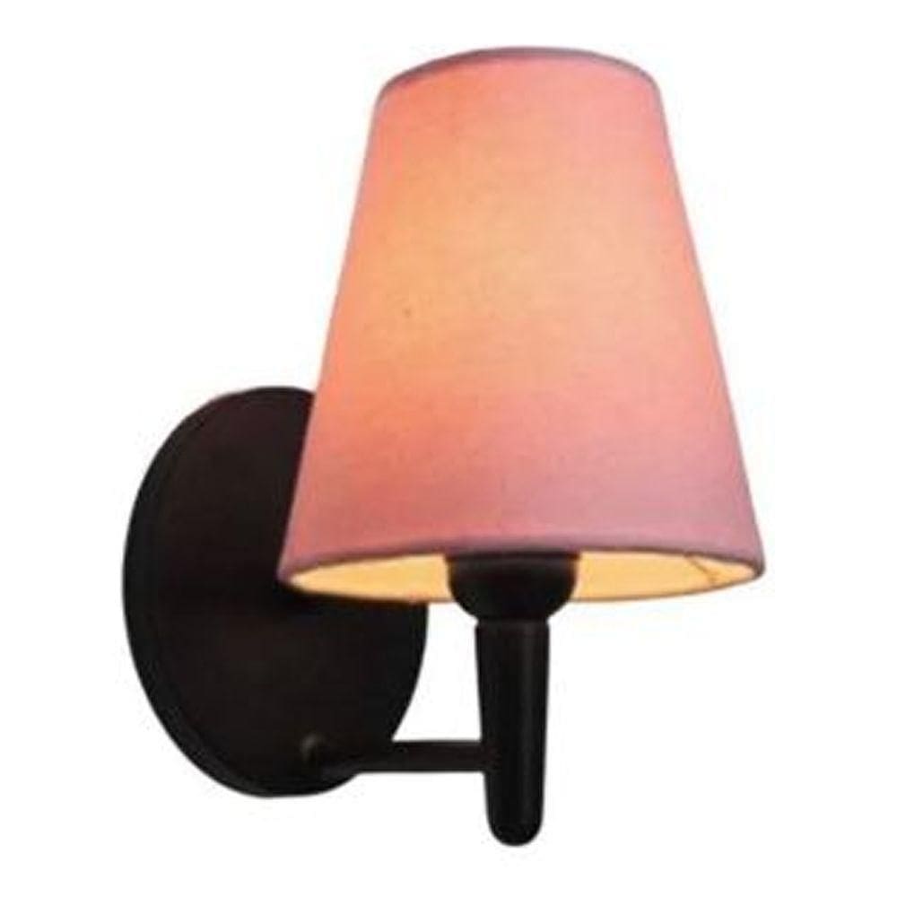 Arandela Cone Md-2004 Base Preto Cúpula Em Tecido 14-14x07cm Rosa Bebê - Bivolt