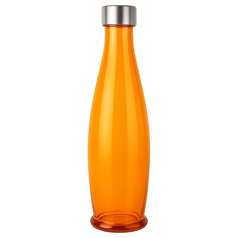 Garrafa De Água Geladeira Suco Vidro Tampa Inox 1 Litro Laranja