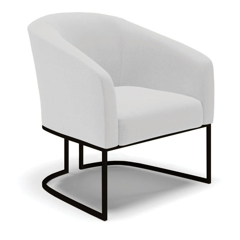 Poltrona Stella Linho Cinza A05 Base Industrial Preto - D`Rossi