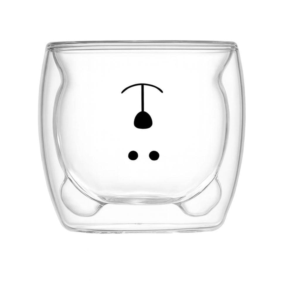 Caneca Urso Dupla Camada De Vidro Resistente Ao Calor ? 250m