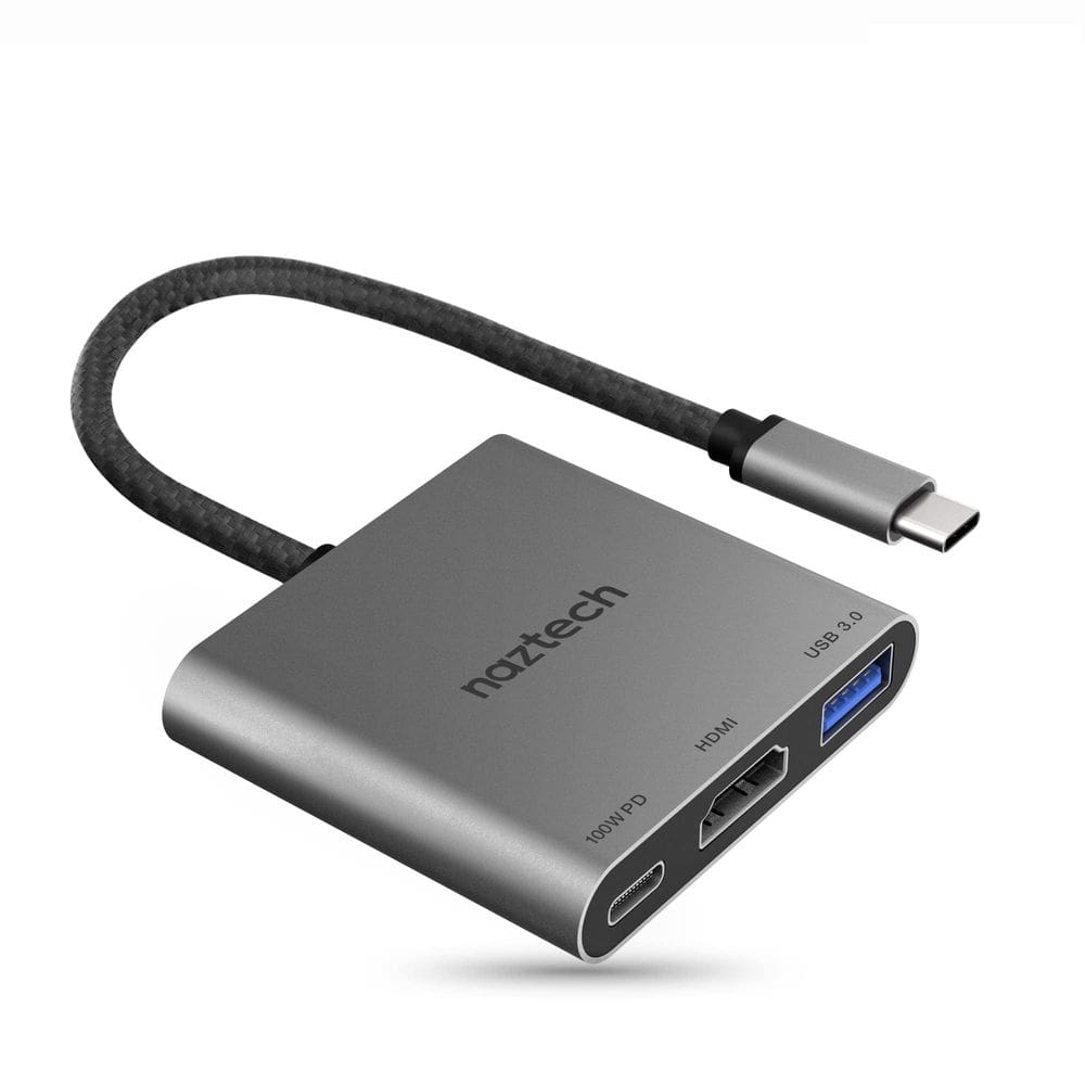 Hub USB-C Naztech 3 em 1 de 5 Gbps com fornecimento de energia de 100 W 4K HDMI