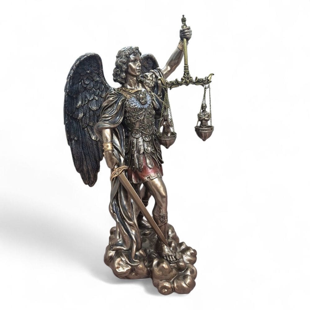Imagem São Miguel Arcanjo em Bronze Balança da Justiça 28 cm