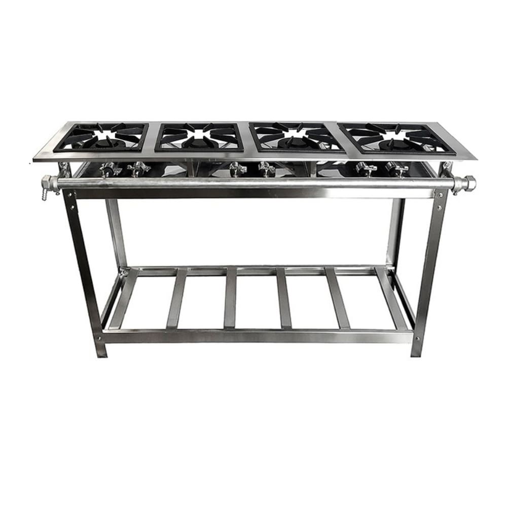 Fogão Industrial 4 Bocas Duplas 30x30 P5 em Aço Inox Leona