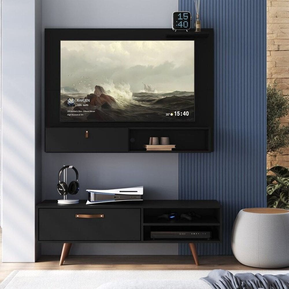 Conjunto Rack e Painel para Tv até 50 Polegadas Miami / Califórnia Preto