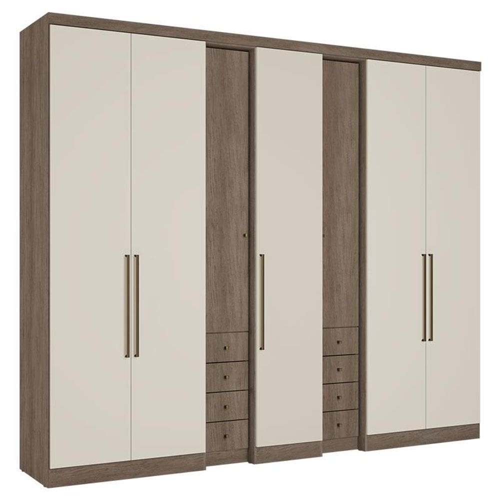 Guarda Roupa Casal Absolut Clear 7 Portas Rustic Off White Acetinado - THB