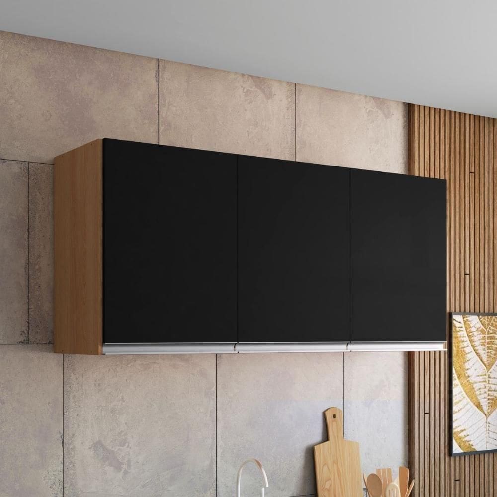 Armario Aereo Texas 4pts 1,50m Amendoa Preto