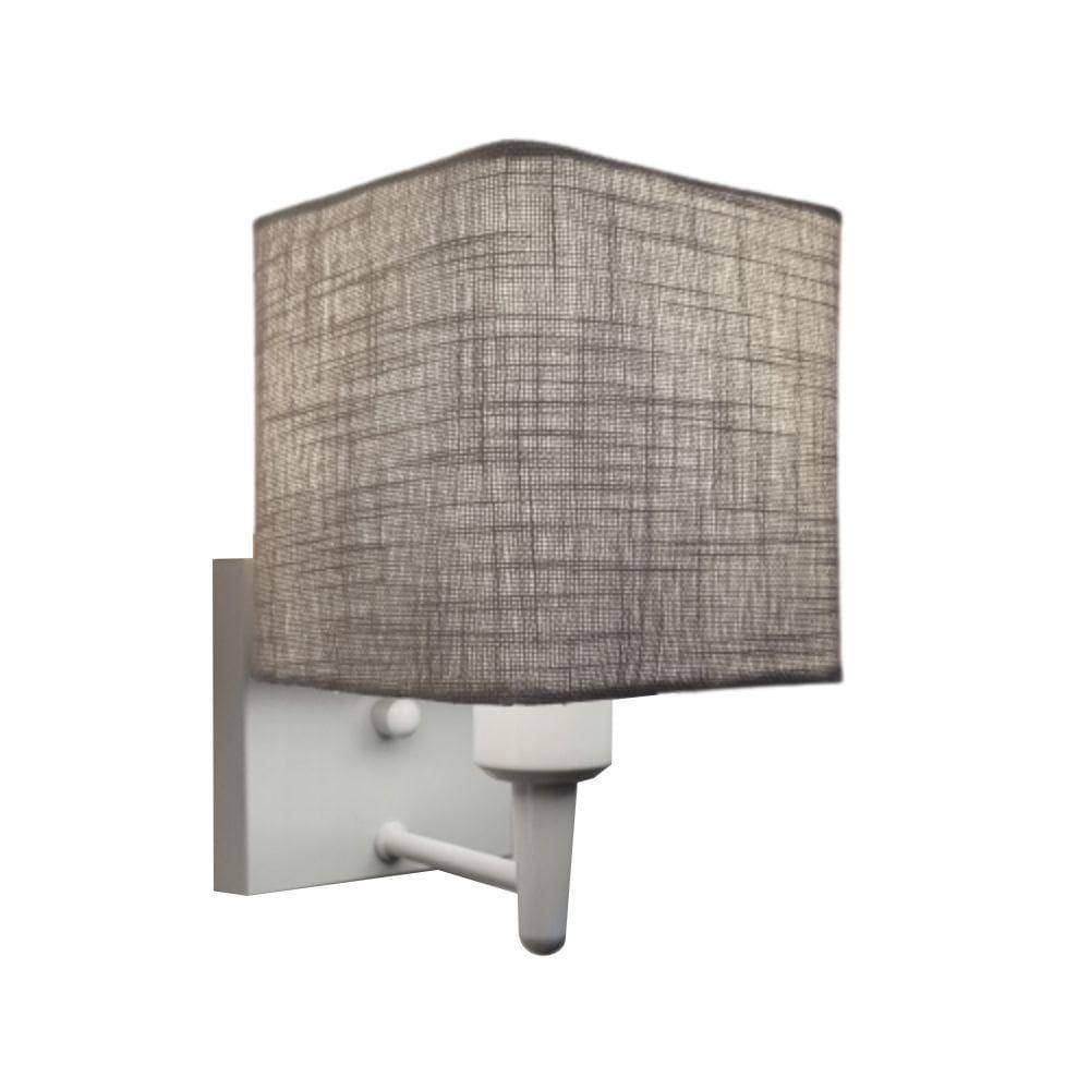 Arandela Quadrada Md-2006 Branco Cúpula Em Tecido Rustico Cinza - Bivolt