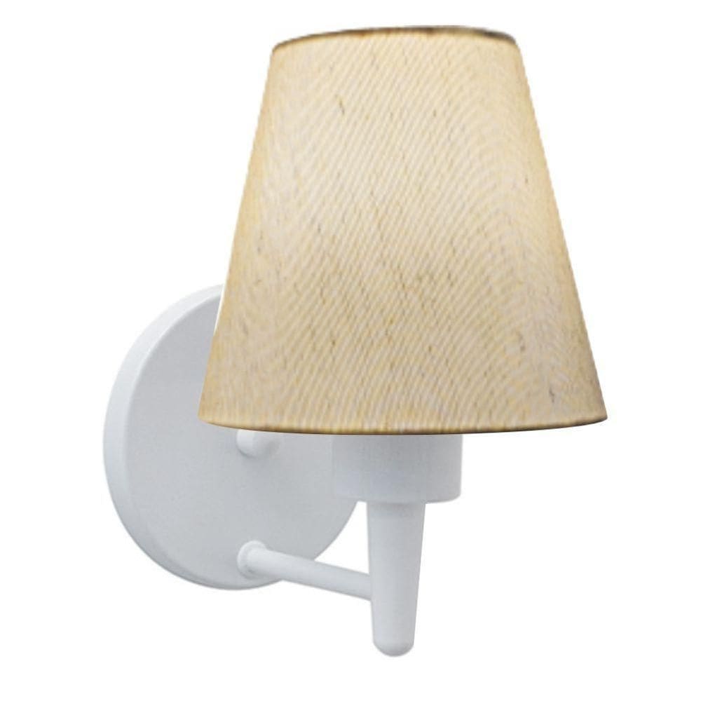 Arandela Cone Md-2004 Base Branco Cúpula Em Tecido 14-14x07cm Linho Bege - Bivolt